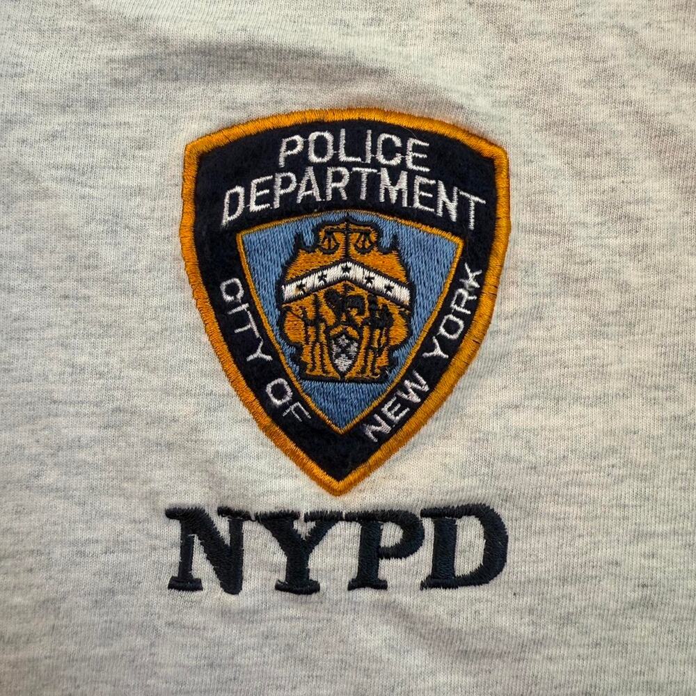 Vintage Grey New York Police Department NYPD polo shirt with embroidered logo M